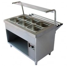 Bain marie chaud GN3/1 avec console en verre et rampe