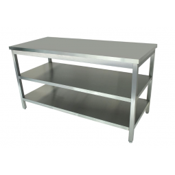 Table inox centrale - Gamme 500 avec 2 sous tablettes